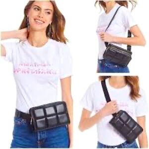 Amanda Uprichard Black Vegan Leather Quilted Belt Bag
